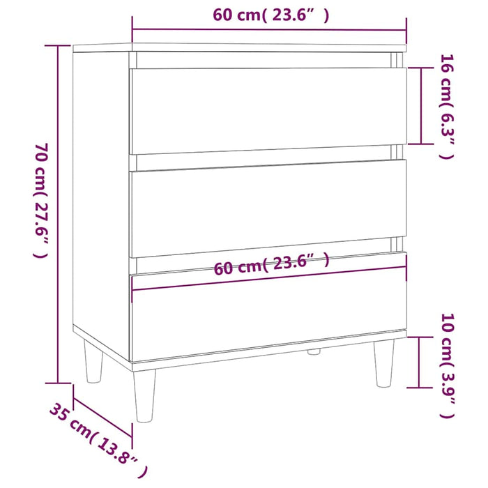 Servantă, gri beton, 60x35x70 cm, lemn prelucrat WALTI