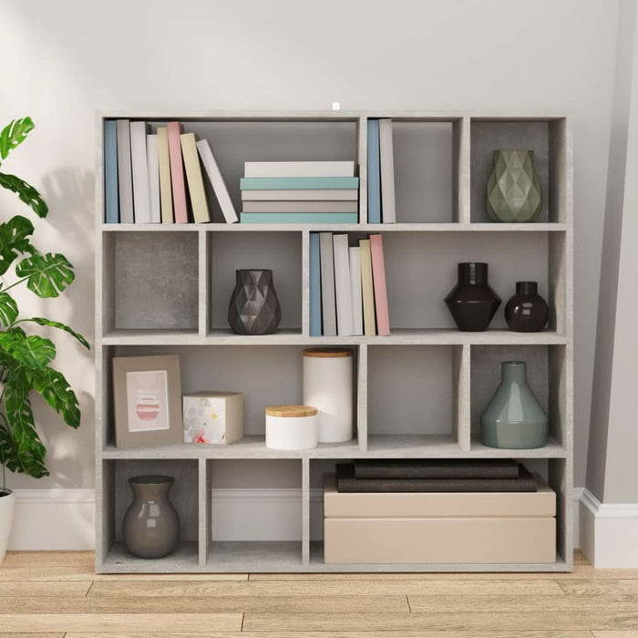 Bibliotecă/Separator cameră, gri beton, 105x24x102 cm - WALTI WALTI