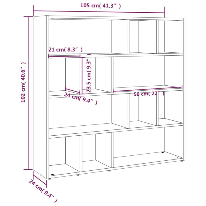 Bibliotecă/Separator cameră, gri beton, 105x24x102 cm - WALTI WALTI