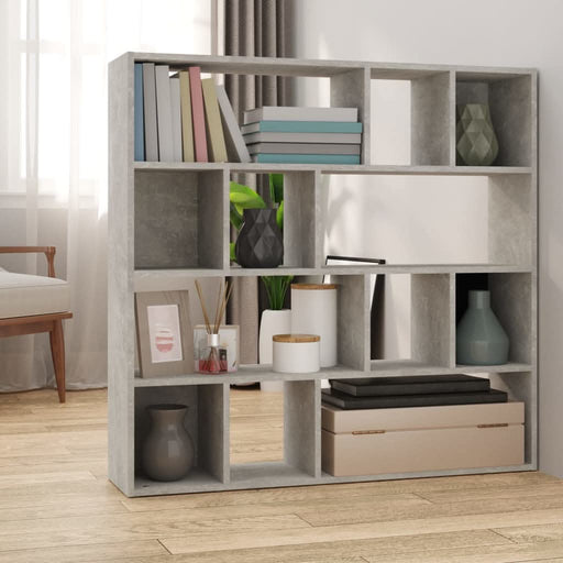 Bibliotecă/Separator cameră, gri beton, 105x24x102 cm - WALTI WALTI