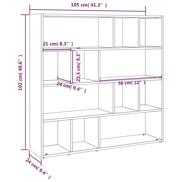 Bibliotecă/Separator de cameră, gri sonoma, 105x24x102 cm - WALTI WALTI