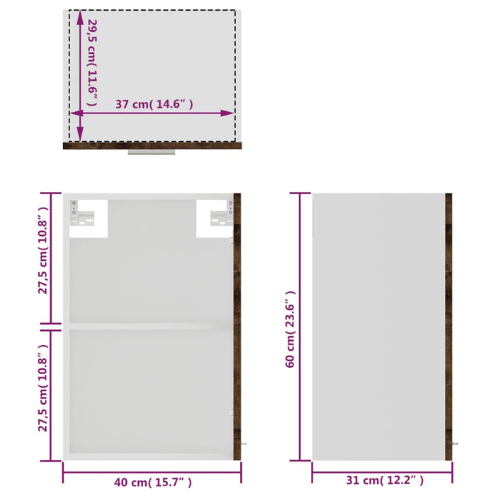 Dulap suspendat cu sticlă stejar maro 40x31x60 cm lemn compozit WALTI