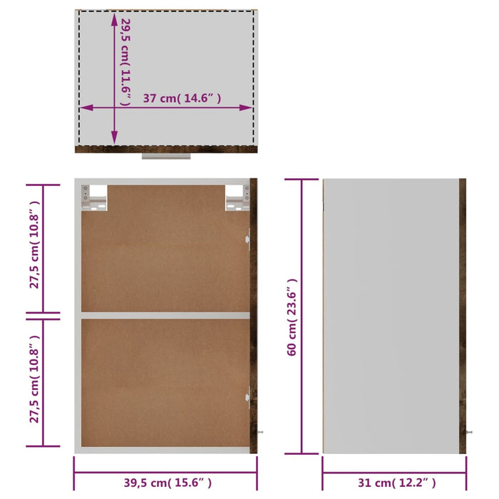 Dulap suspendat, gri sonoma, 39,5x31x60 cm, lemn prelucrat WALTI