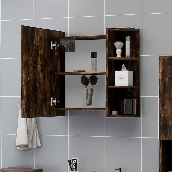 Dulap baie cu oglindă stejar fumuriu 62,5x20,5x64 cm lemn - WALTI WALTI