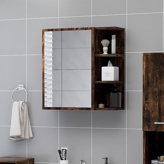 Dulap baie cu oglindă stejar fumuriu 62,5x20,5x64 cm lemn - WALTI WALTI
