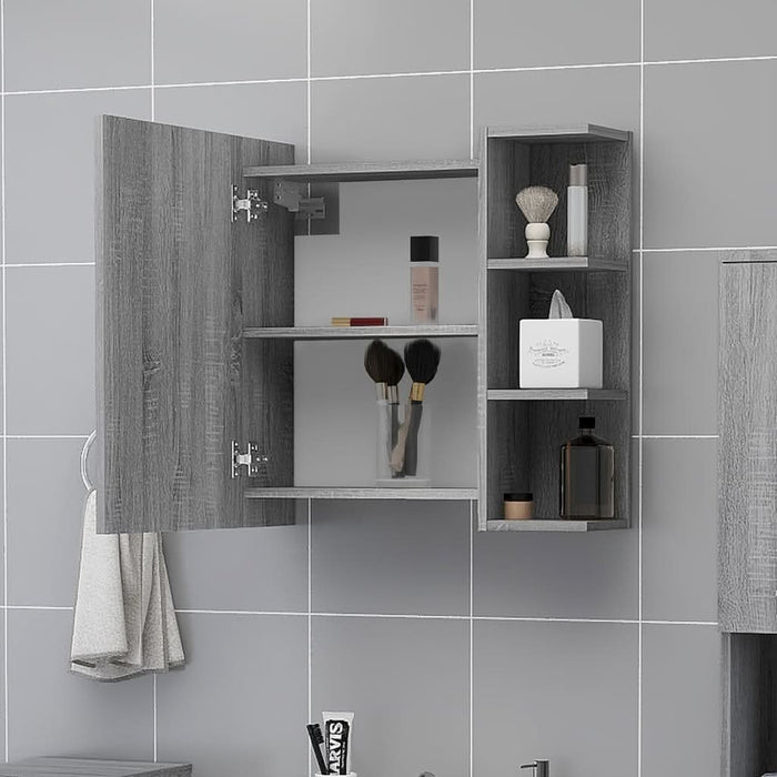 Dulap baie cu oglindă gri sonoma 62,5x20,5x64 cm lemn compozit - WALTI WALTI