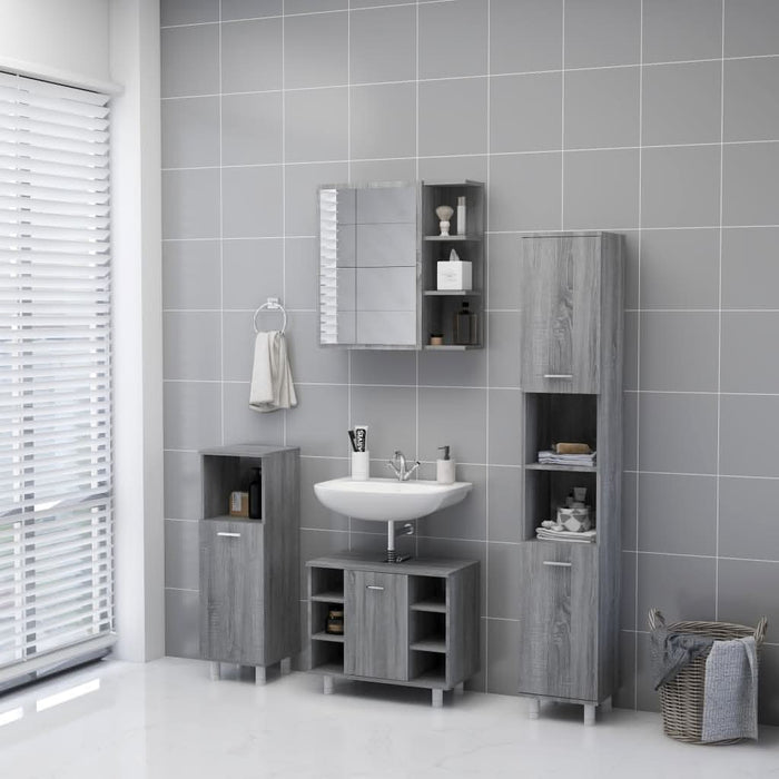 Dulap baie cu oglindă gri sonoma 62,5x20,5x64 cm lemn compozit - WALTI WALTI