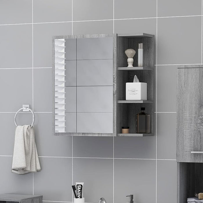 Dulap baie cu oglindă gri sonoma 62,5x20,5x64 cm lemn compozit - WALTI WALTI
