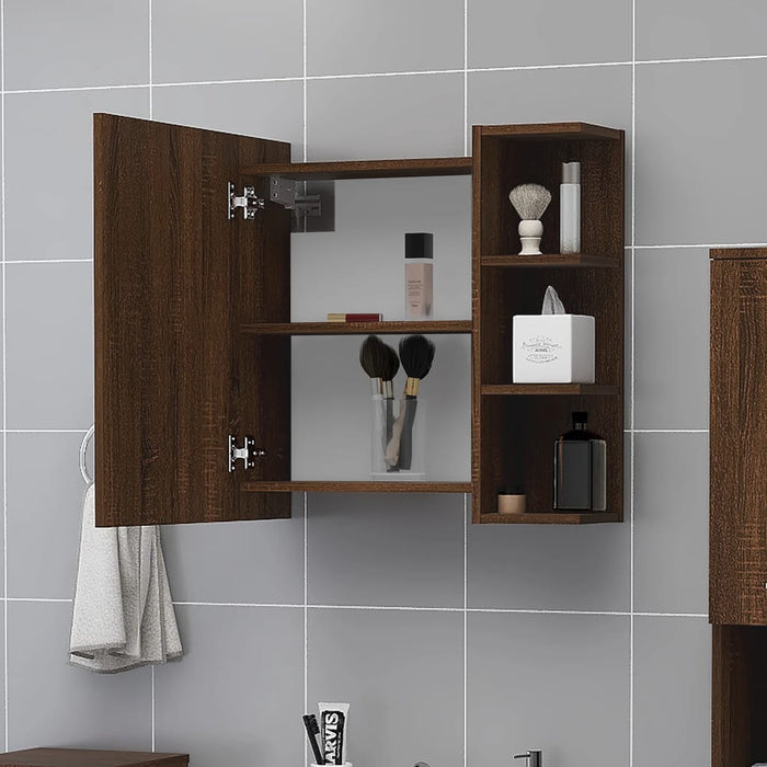 Dulap baie cu oglindă stejar maro 62,5x20,5x64 cm lemn compozit WALTI