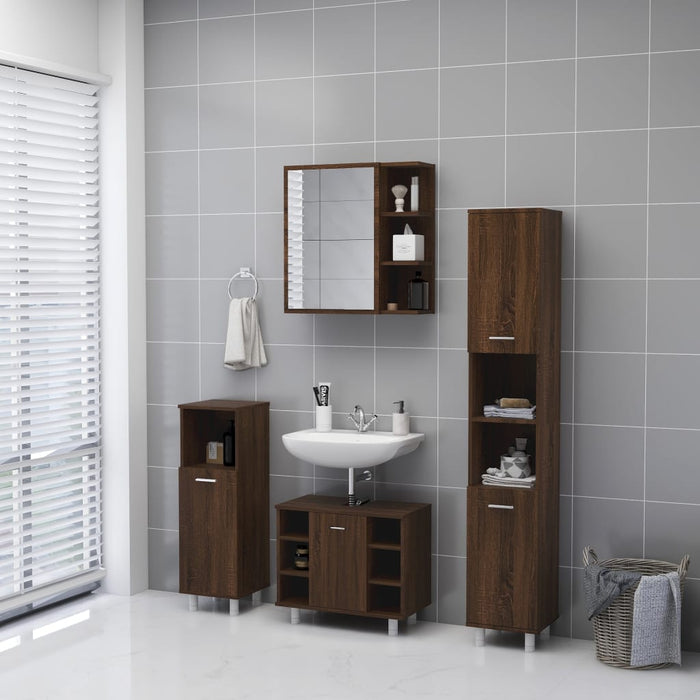Dulap baie cu oglindă stejar maro 62,5x20,5x64 cm lemn compozit WALTI