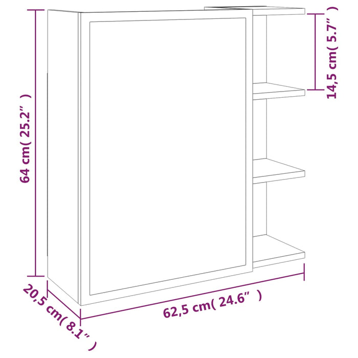 Dulap baie cu oglindă stejar maro 62,5x20,5x64 cm lemn compozit WALTI