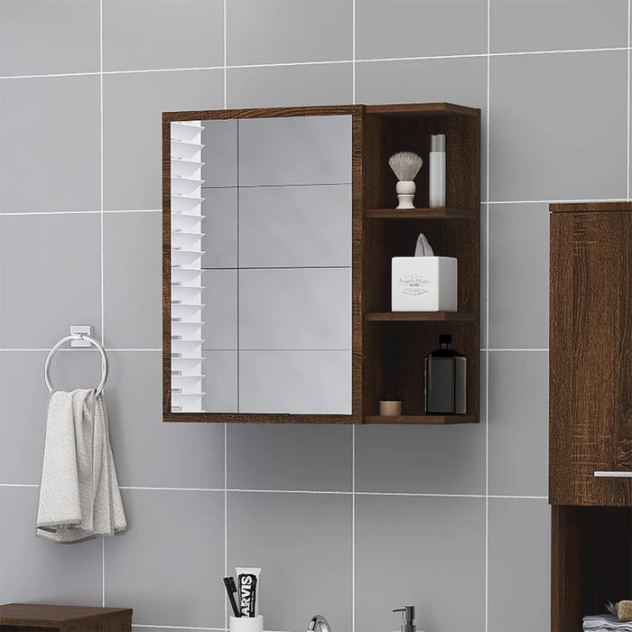 Dulap baie cu oglindă stejar maro 62,5x20,5x64 cm lemn compozit WALTI