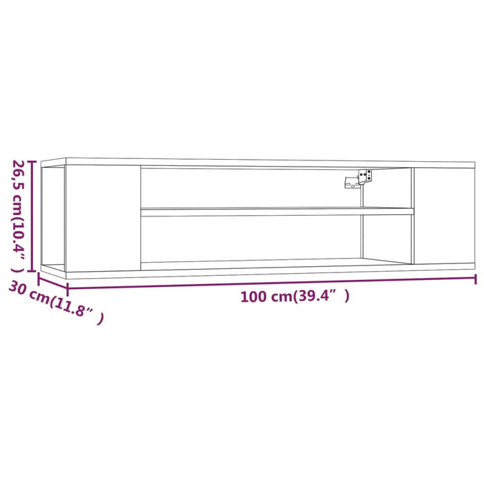 Dulap TV suspendat, stejar fumuriu 100x30x26,5 cm lemn compozit - WALTI WALTI