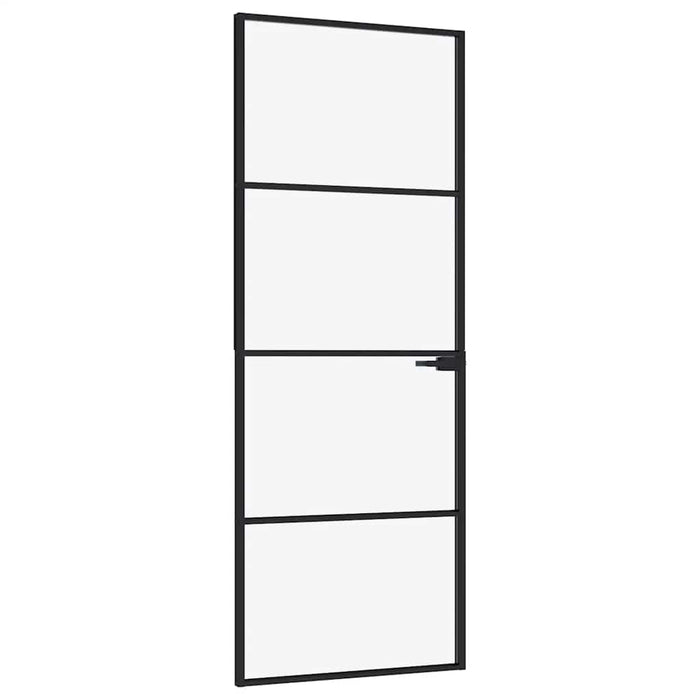 Ușă de interior negru 76x201,5 cm sticlă securiz./aluminiu slim WALTI