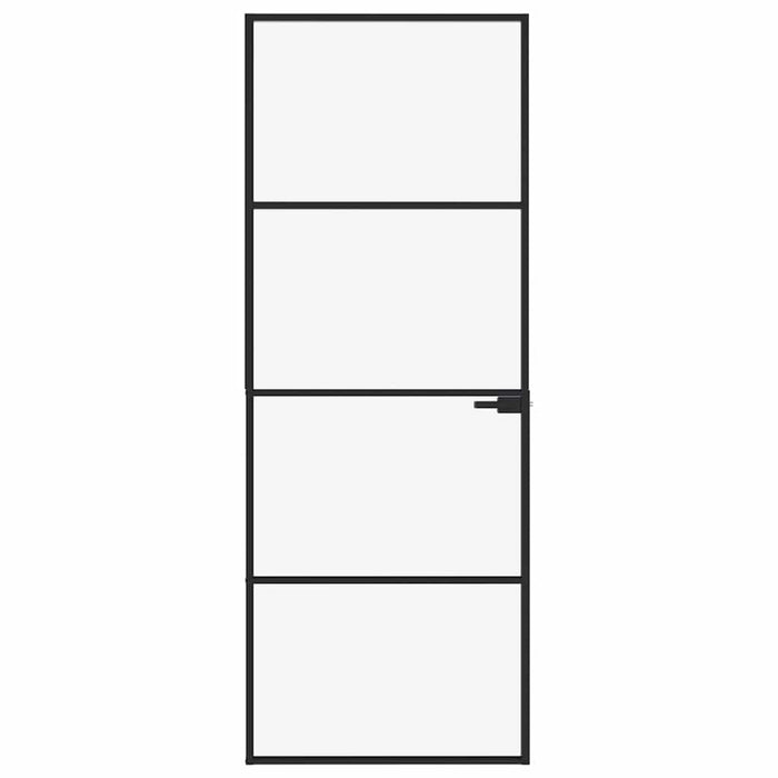 Ușă de interior negru 76x201,5 cm sticlă securiz./aluminiu slim WALTI