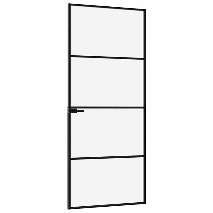 Ușă de interior negru 76x201,5 cm sticlă securiz./aluminiu slim WALTI