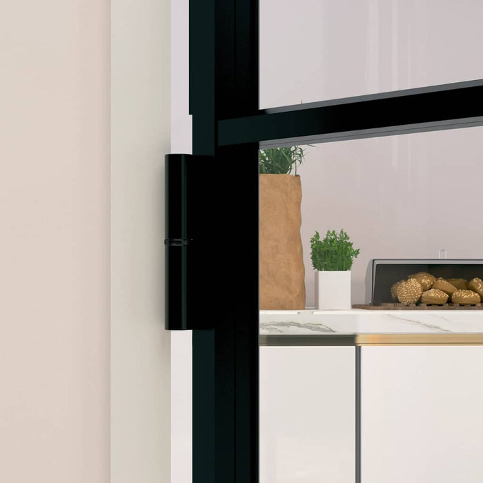 Ușă de interior negru 76x201,5 cm sticlă securiz./aluminiu slim WALTI