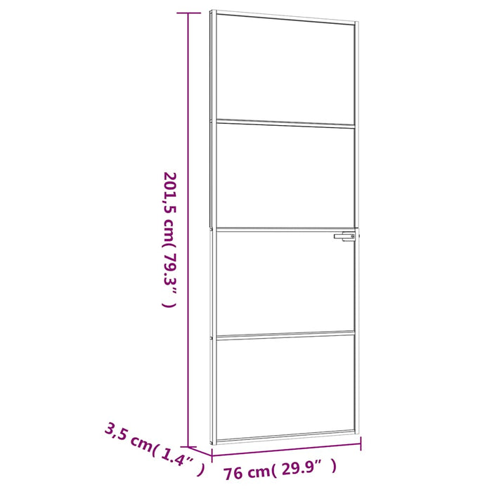 Ușă de interior negru 76x201,5 cm sticlă securiz./aluminiu slim WALTI