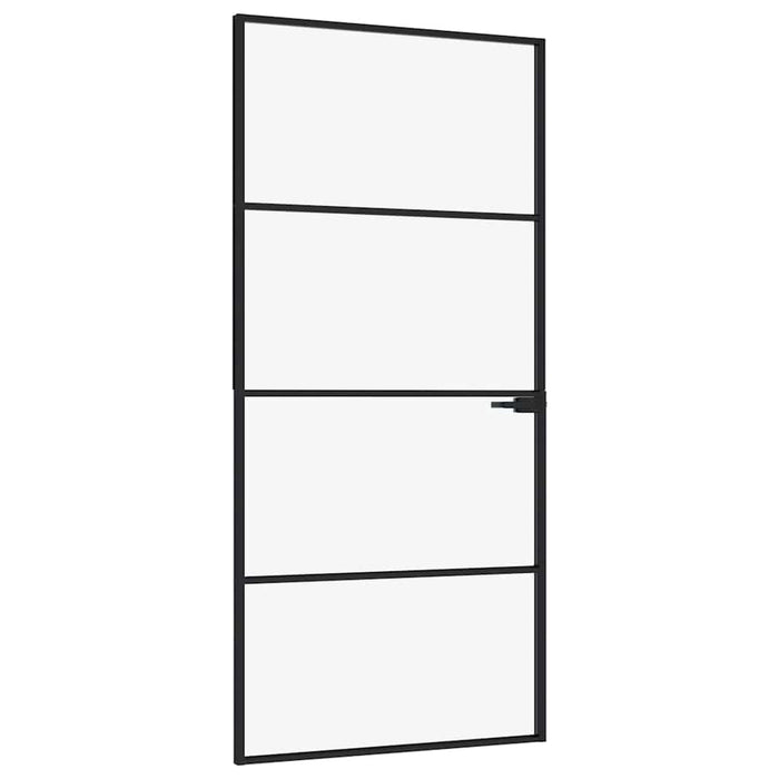 Ușă de interior negru 93x201,5 cm sticlă securiz./aluminiu slim WALTI