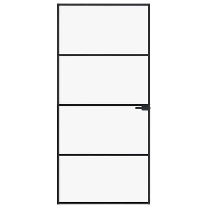 Ușă de interior negru 93x201,5 cm sticlă securiz./aluminiu slim WALTI