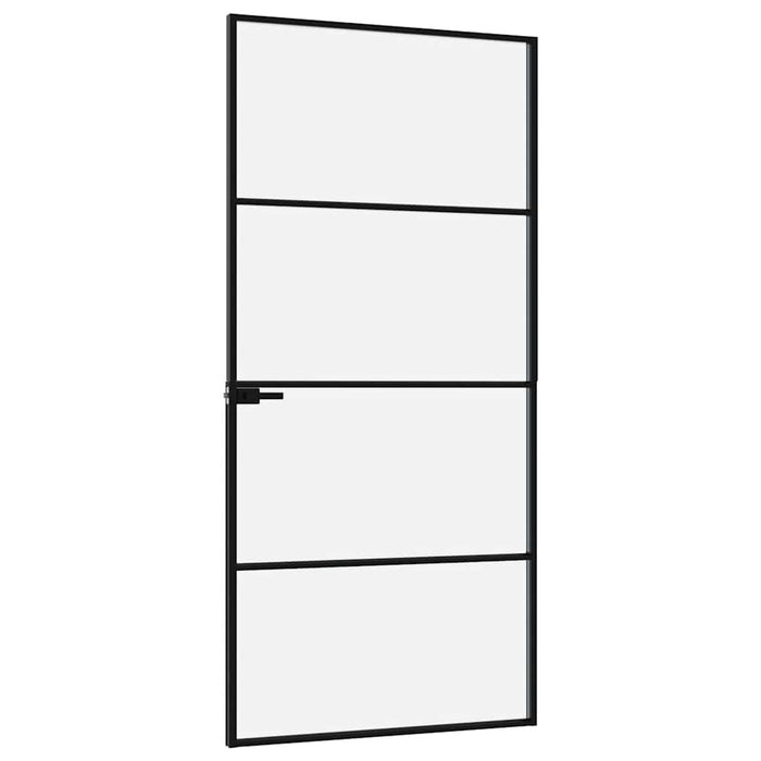 Ușă de interior negru 93x201,5 cm sticlă securiz./aluminiu slim WALTI