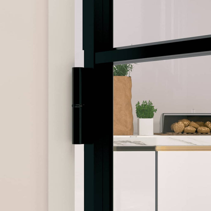 Ușă de interior negru 93x201,5 cm sticlă securiz./aluminiu slim WALTI