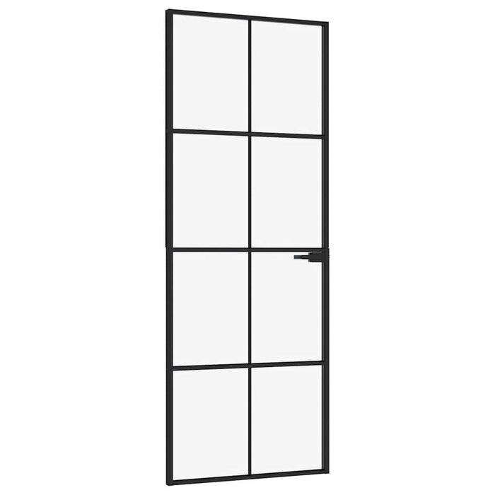 Ușă de interior negru 76x201,5 cm sticlă securiz./aluminiu slim WALTI