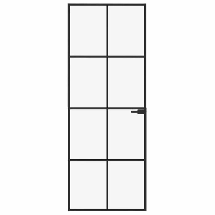 Ușă de interior negru 76x201,5 cm sticlă securiz./aluminiu slim WALTI