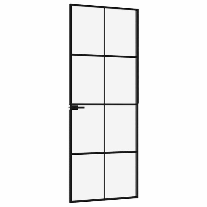 Ușă de interior negru 76x201,5 cm sticlă securiz./aluminiu slim WALTI