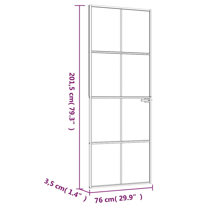 Ușă de interior negru 76x201,5 cm sticlă securiz./aluminiu slim WALTI