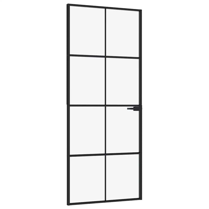 Ușă de interior negru 83x201,5 cm sticlă securiz./aluminiu slim WALTI