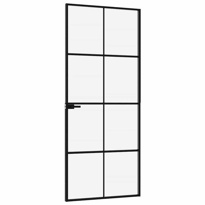 Ușă de interior negru 83x201,5 cm sticlă securiz./aluminiu slim WALTI