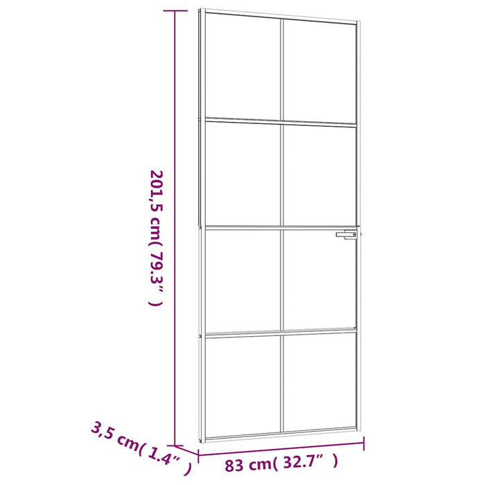 Ușă de interior negru 83x201,5 cm sticlă securiz./aluminiu slim WALTI