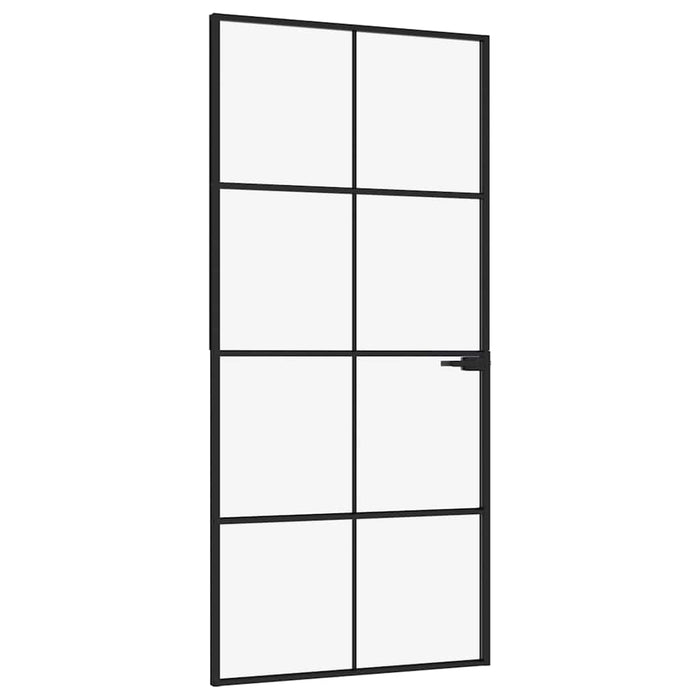 Ușă de interior negru 93x201,5 cm sticlă securiz./aluminiu slim WALTI