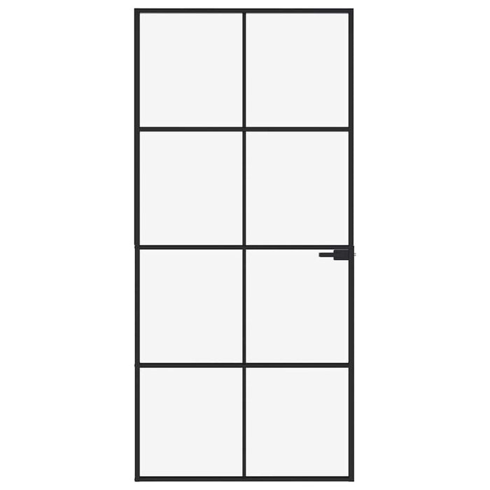 Ușă de interior negru 93x201,5 cm sticlă securiz./aluminiu slim WALTI