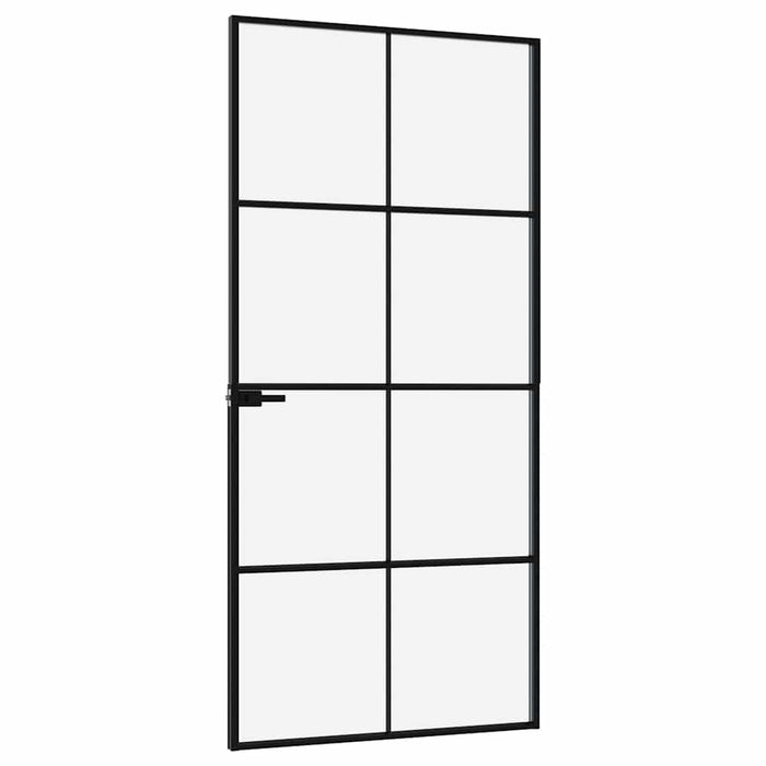 Ușă de interior negru 93x201,5 cm sticlă securiz./aluminiu slim WALTI