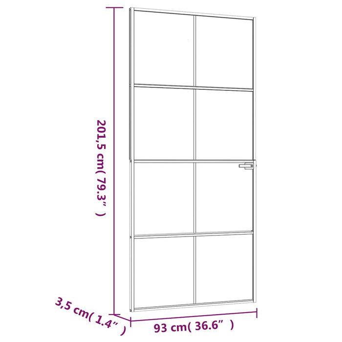Ușă de interior negru 93x201,5 cm sticlă securiz./aluminiu slim WALTI