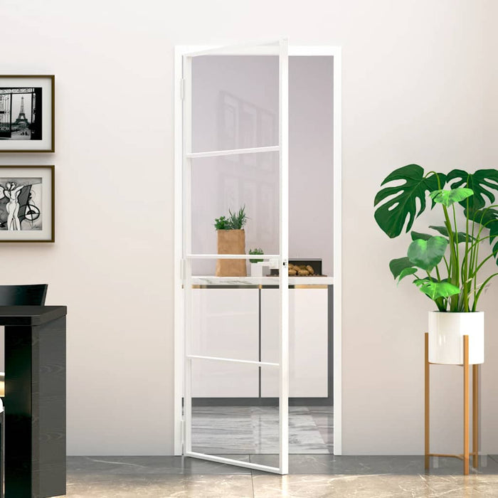 Ușă de interior alb 76x201,5 cm sticlă securiz. / aluminiu slim WALTI