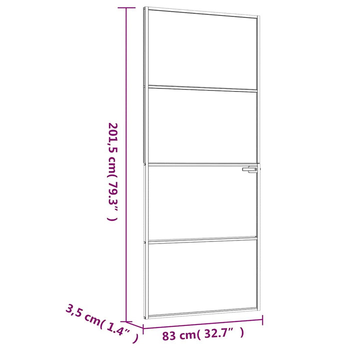 Ușă de interior alb 83x201,5 cm sticlă securiz. / aluminiu slim WALTI