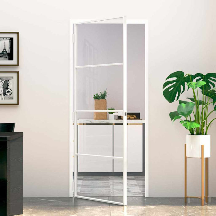 Ușă de interior alb 83x201,5 cm sticlă securiz. / aluminiu slim WALTI
