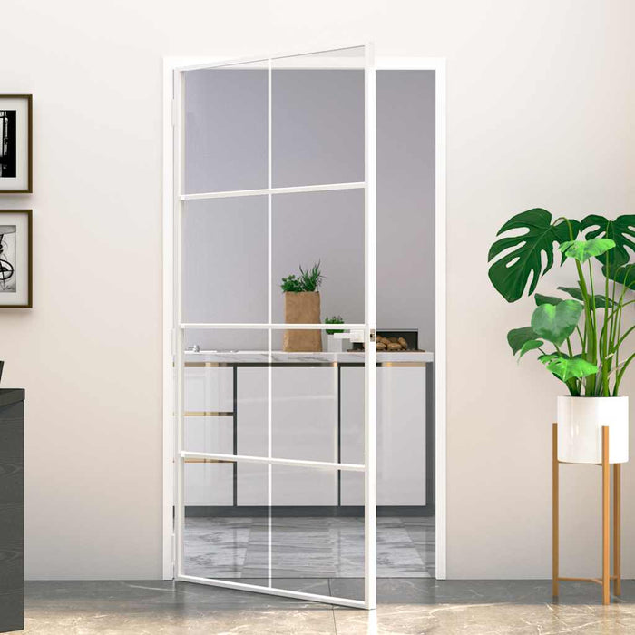 Ușă de interior alb 102x201,5 cm sticlă securiz./aluminiu slim WALTI