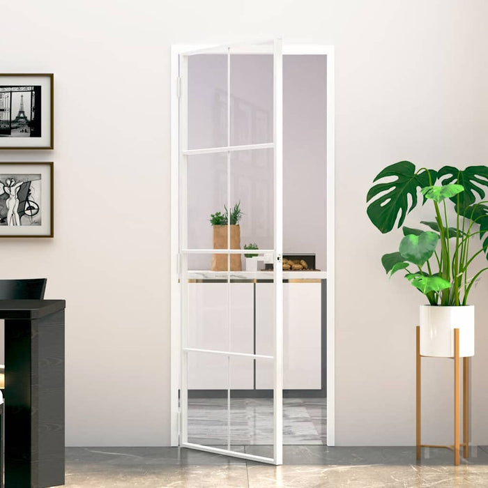 Ușă de interior alb 76x201,5 cm sticlă securiz. / aluminiu slim WALTI