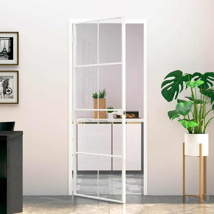 Ușă de interior alb 83x201,5 cm sticlă securiz. / aluminiu slim WALTI