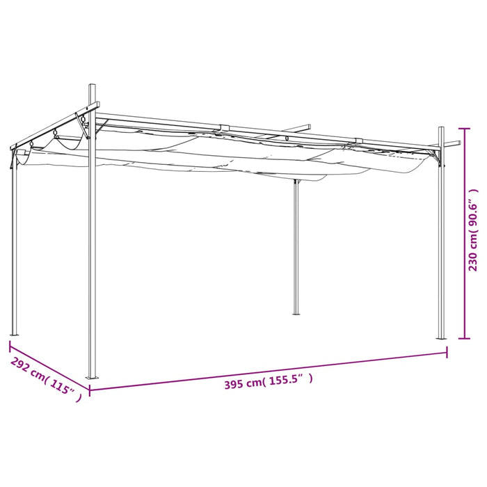 Pergola cu acoperiș retractabil, crem, 395x292x230 cm - WALTI WALTI