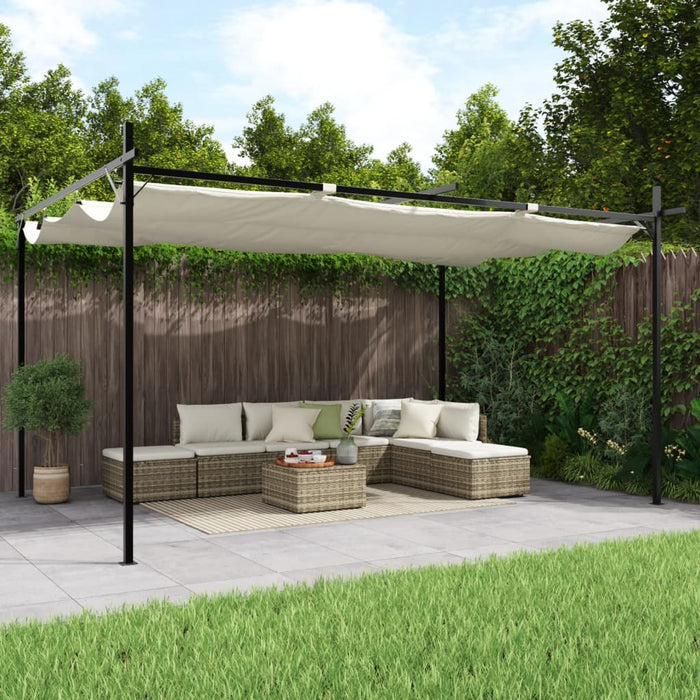Pergola cu acoperiș retractabil, crem, 395x292x230 cm - WALTI WALTI