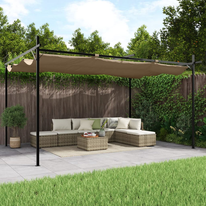 Pergola cu acoperiș retractabil, gri taupe, 395x292x230 cm - WALTI WALTI