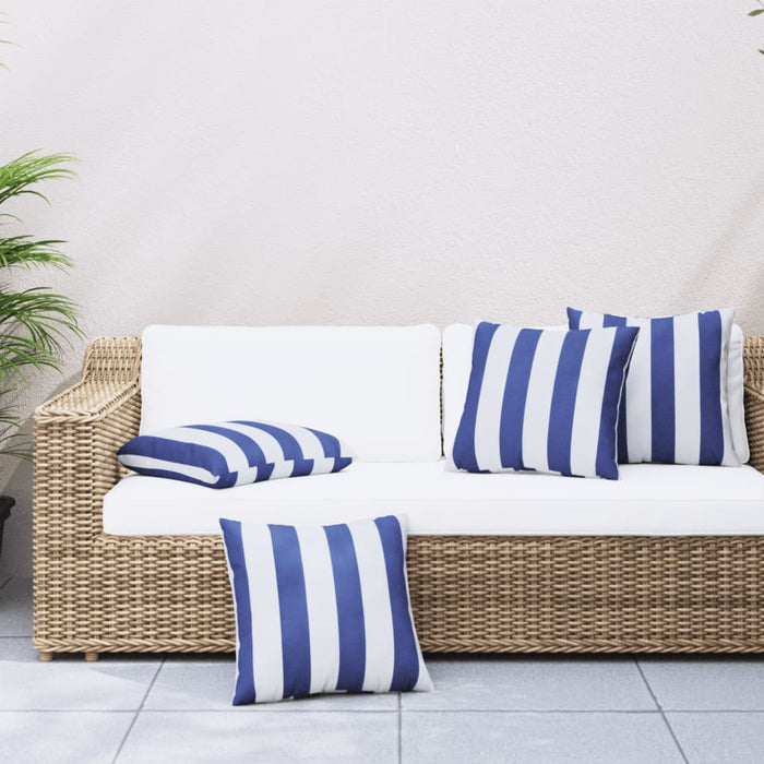 Perne decorative, 4 buc., dungi albastru&alb, 60x60 cm, textil - WALTI WALTI