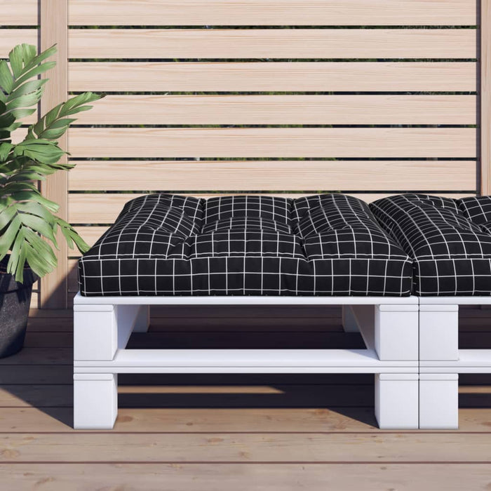 Pernă de paleți, negru, 70x70x12 cm, textil, model carouri WALTI
