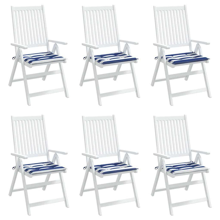 Perne de scaun, 6 buc., dungi albastru&alb, 40x40x4 cm, textil WALTI