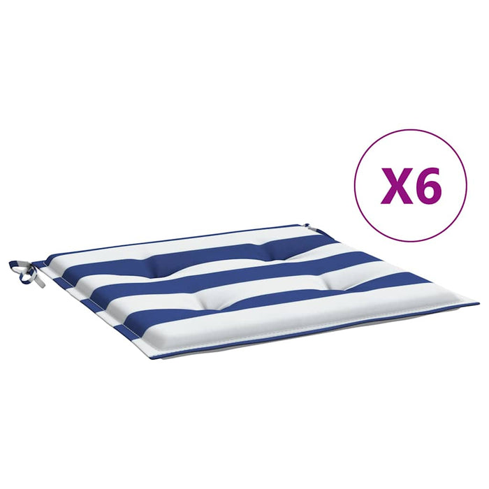 Perne scaun grădină 6 buc dungi albastru&alb 50x50x4 cm, textil WALTI